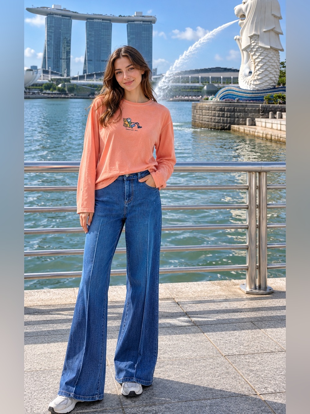 Hillard & Hanson Flare Jeans Size 8 + Life Is Good Peach Tee L Outfit